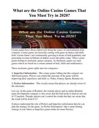 what are the online casino games that you must