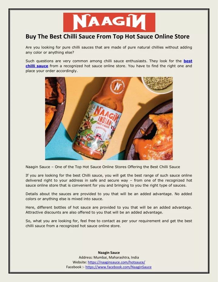 buy the best chilli sauce from top hot sauce