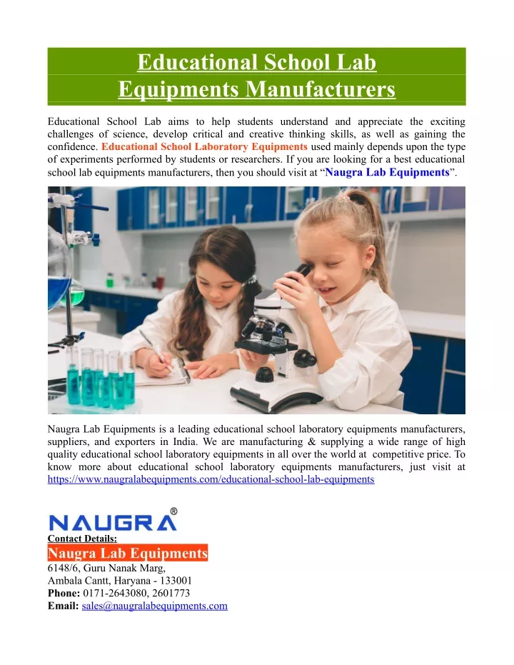 educational school lab equipments manufacturers