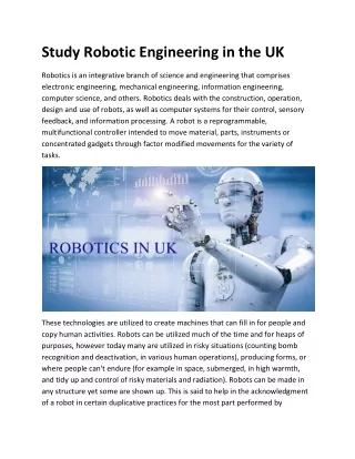 study robotic engineering in the uk