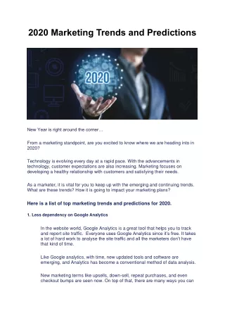 2020 marketing trends and predictions