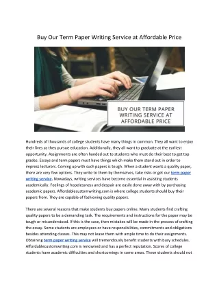 Buy Our Term Paper Writing Service at Affordable Price
