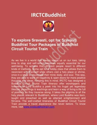 Take Shravasti Buddhist Tour Packages From IRCTC Buddhist