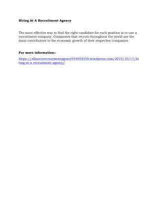 hiring at a recruitment agency