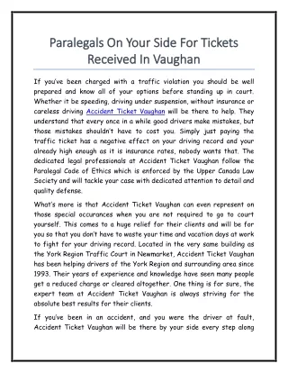 Paralegals On Your Side For Tickets Received In Vaughan