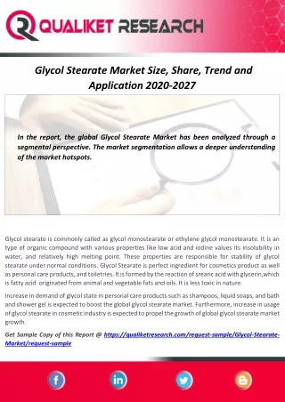 Global Glycol Stearate Market Status and Prospect 2020-2027