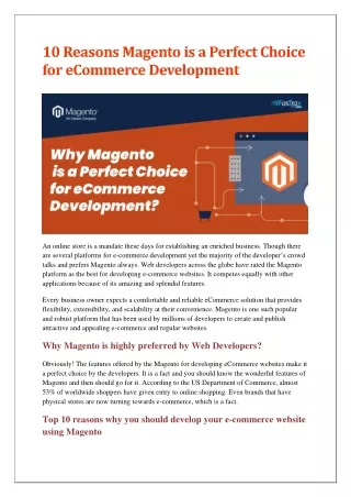 10 Reasons Magento is a Perfect Choice for eCommerce Development