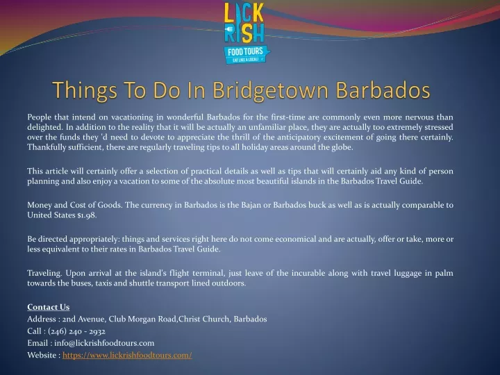 Bridgetown Travel Guide - Expert Picks for your Vacation