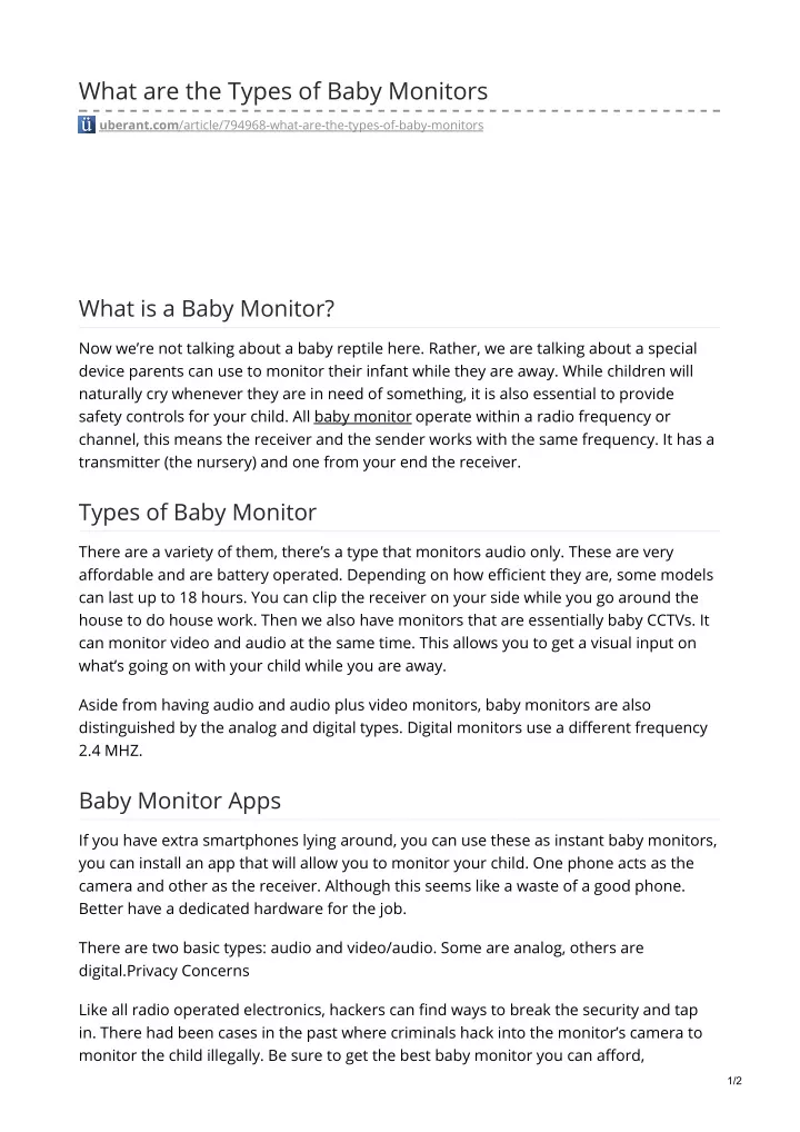 what are the types of baby monitors