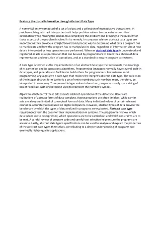 evaluate the crucial information through abstract