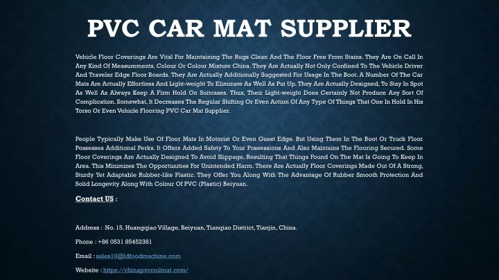 pvc car mat supplier