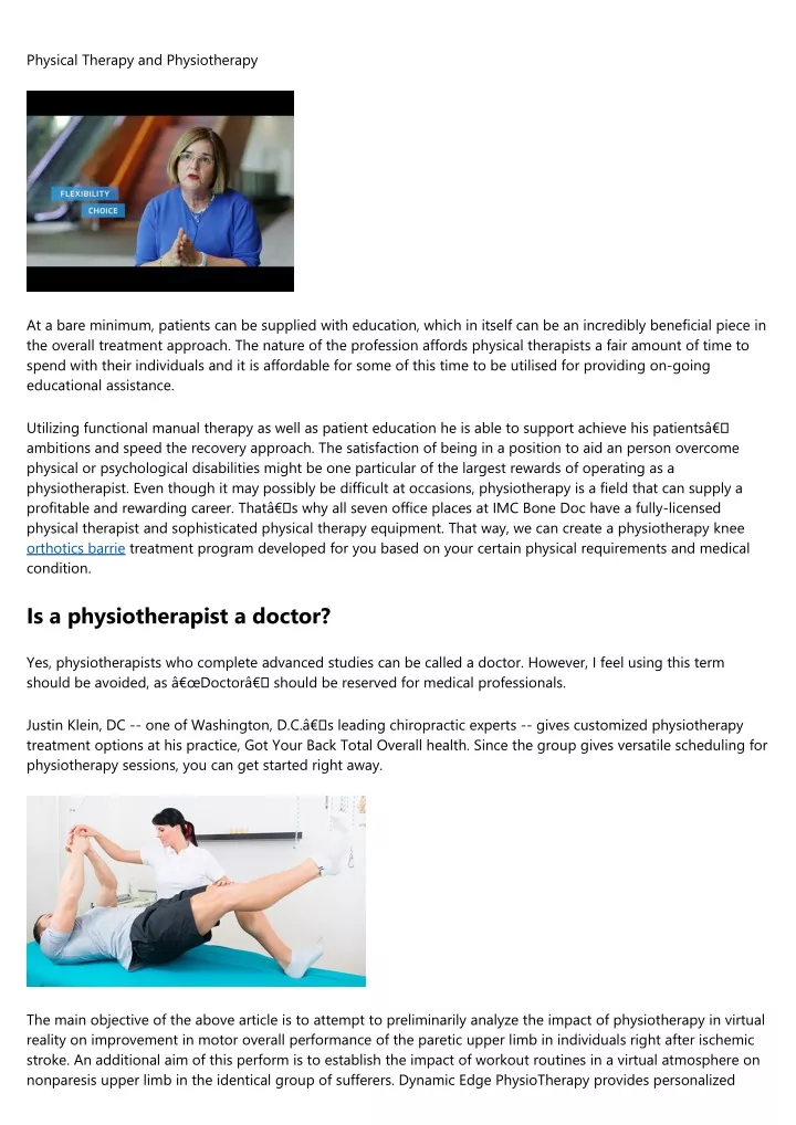 physical therapy and physiotherapy