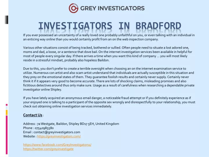 investigators in bradford