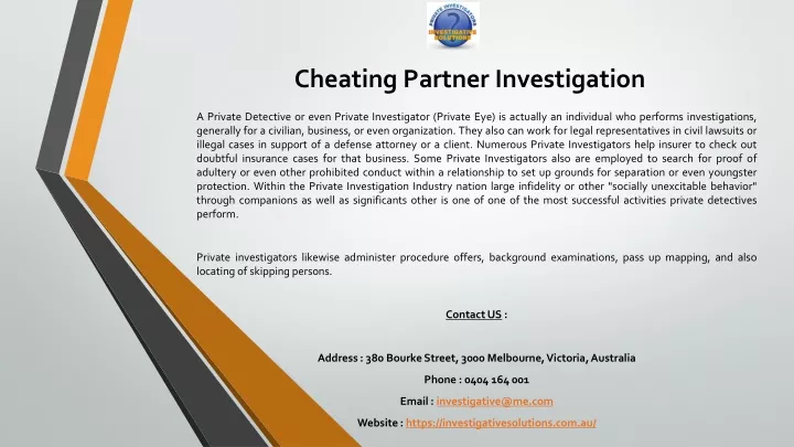 cheating partner investigation