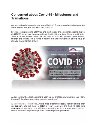 Concerned about Covid-19 - Milestones and Transitions