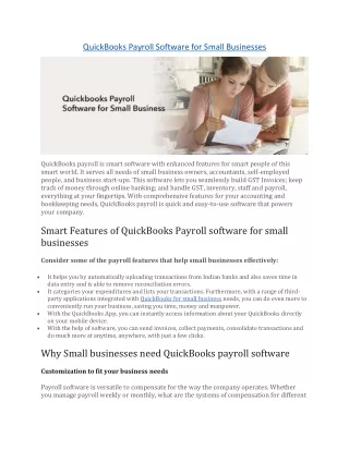 QuickBooks Payroll Software for Small Businesses