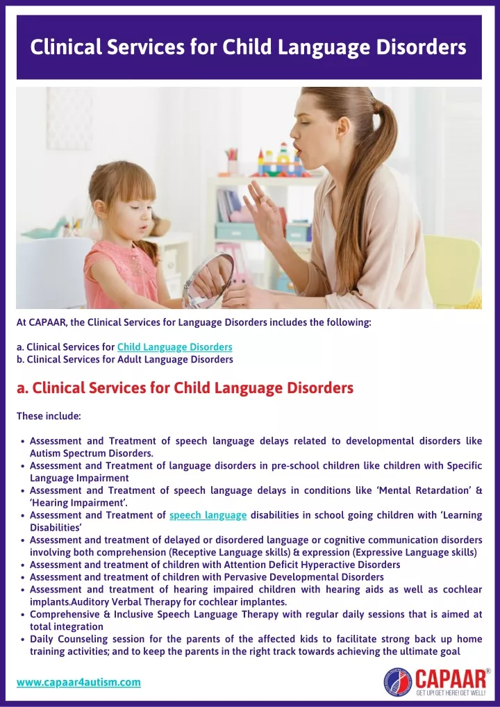 clinical services for child language disorders
