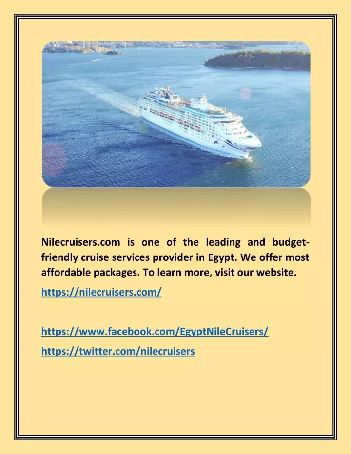 nilecruisers com is one of the leading and budget