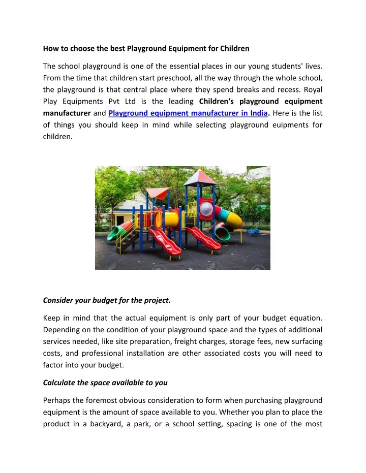 how to choose the best playground equipment