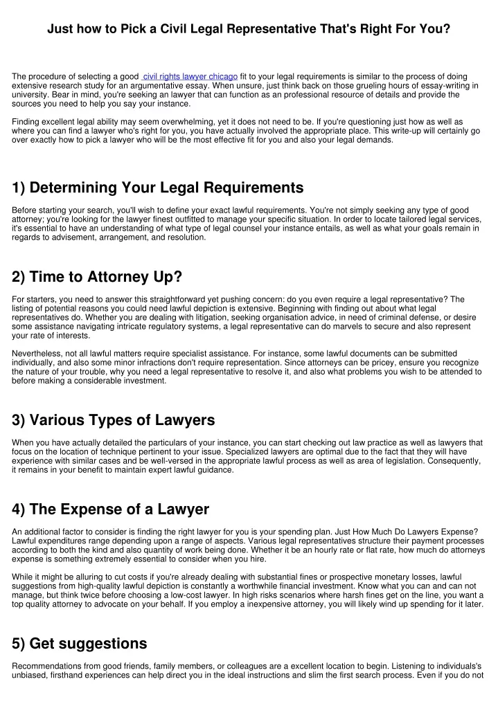 just how to pick a civil legal representative