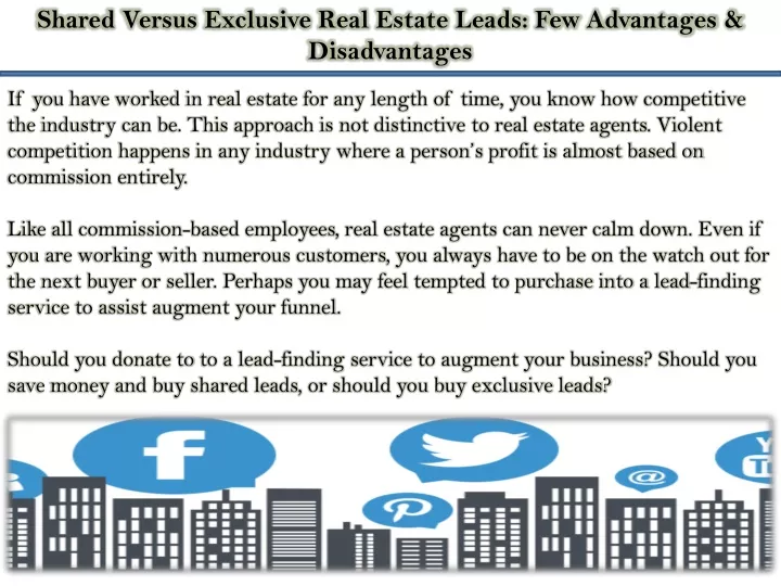 shared versus exclusive real estate leads