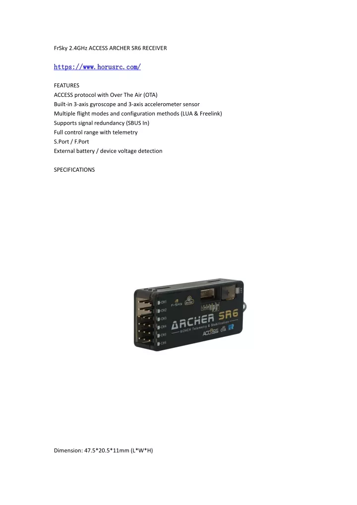 frsky 2 4ghz access archer sr6 receiver