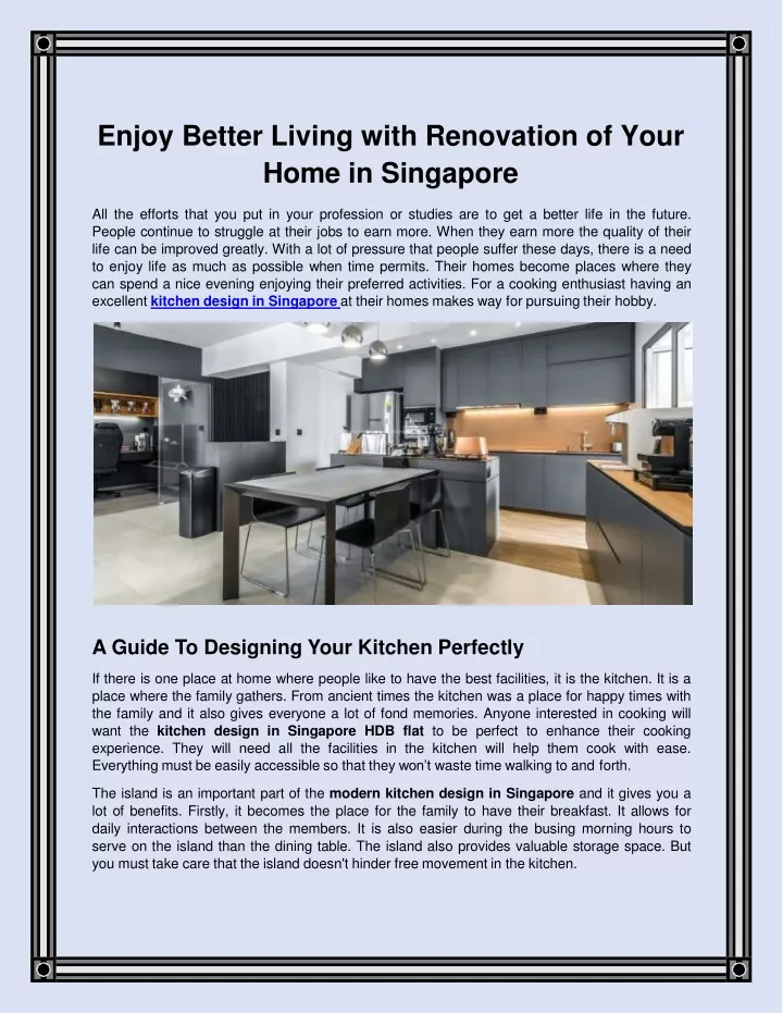 enjoy better living with renovation of your home in singapore