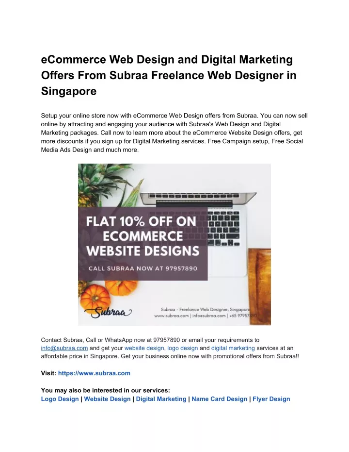 ecommerce web design and digital marketing offers
