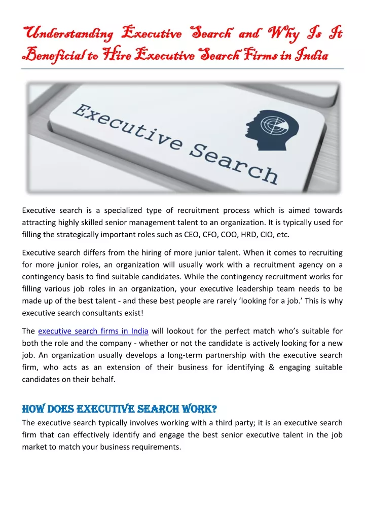 understanding understanding executive search