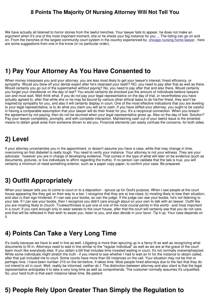 8 points the majority of nursing attorney will