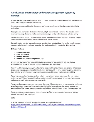 an advanced smart energy and power management