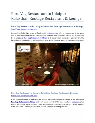 Pure Veg Restaurant in Udaipur Rajasthan Rootage Restaurant & Lounge