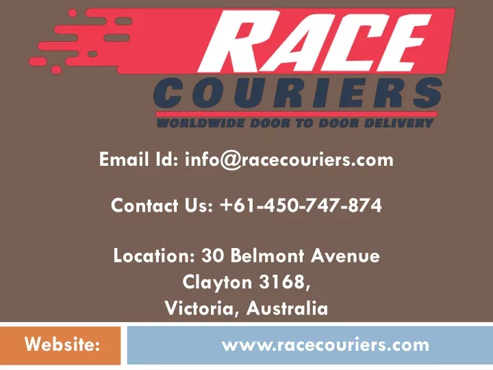 email id info@racecouriers com