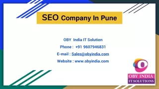 SEO Company In Pune - OBY India IT Solution |