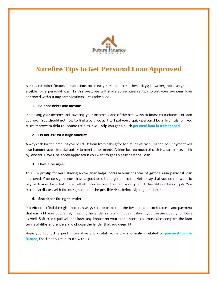 surefire tips to get personal loan approved