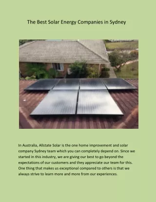 The Best Solar Energy Companies in Sydney