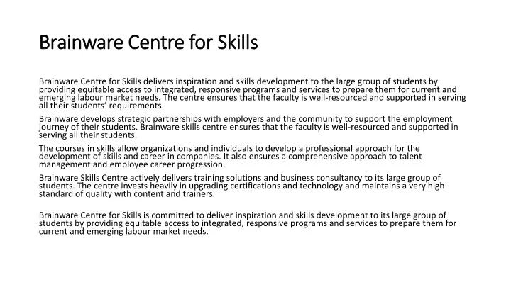brainware centre for skills