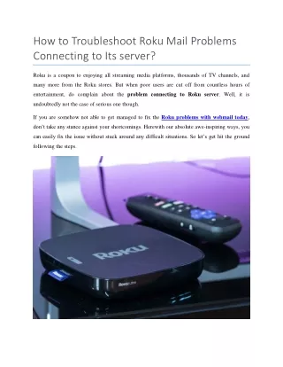 How to Troubleshoot Roku Mail Problems Connecting to Its server?