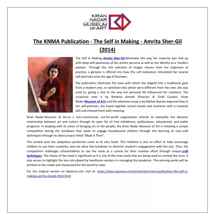 the knma publication the self in making amrita