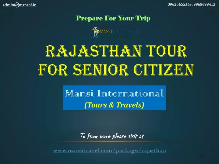 rajasthan tour for senior citizen