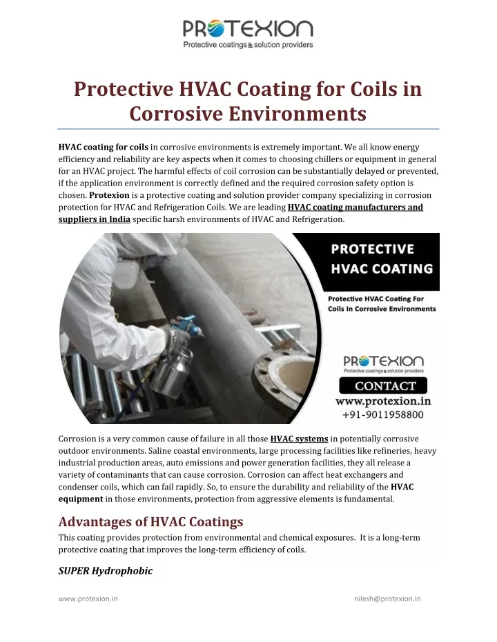 protective hvac coating for coils in corrosive