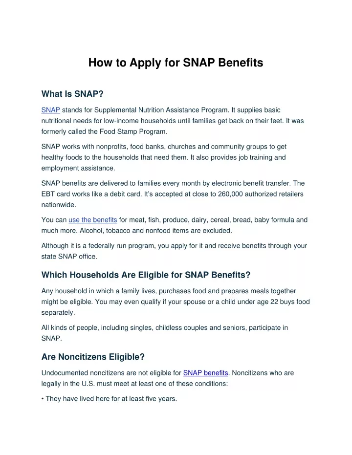 how to apply for snap benefits