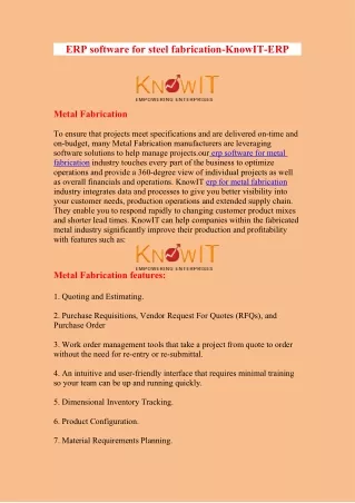 erp software for steel fabrication knowit erp
