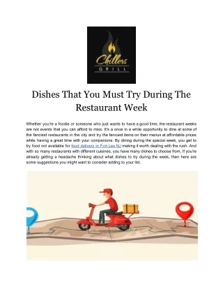 Dishes That You Must Try During The Restaurant Week