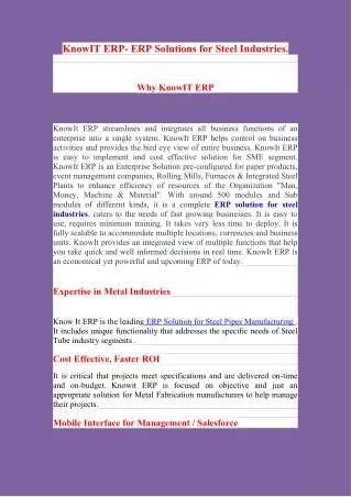 knowit erp erp solutions for steel industries