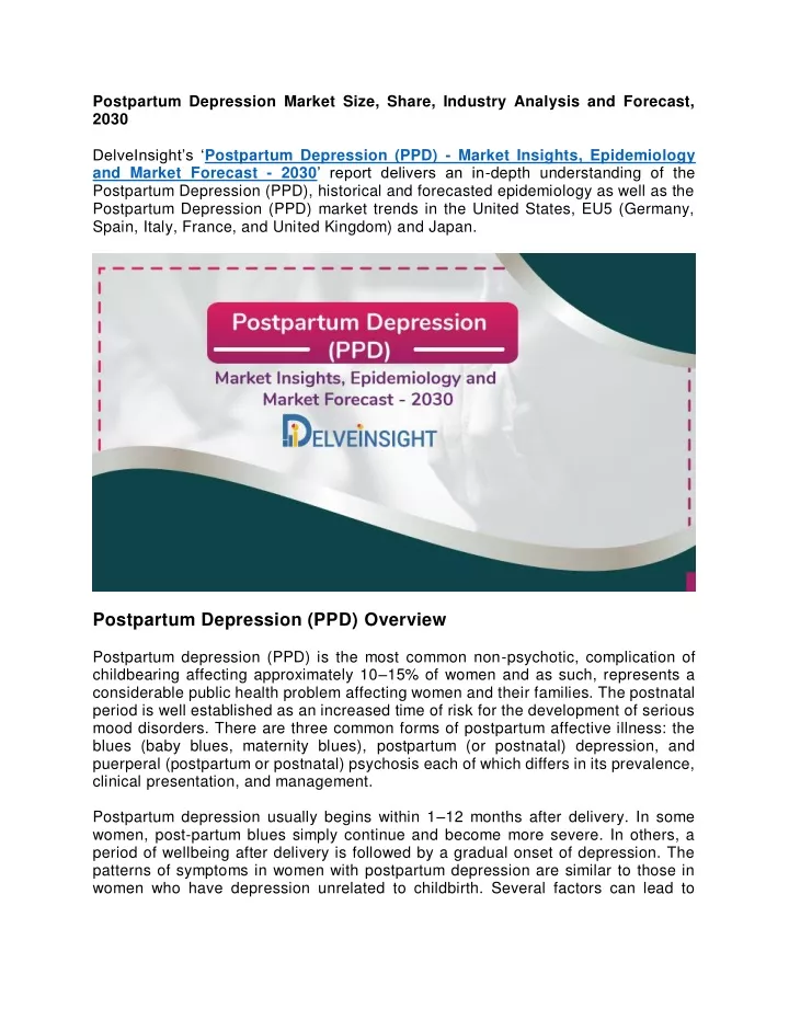 postpartum depression market size share industry