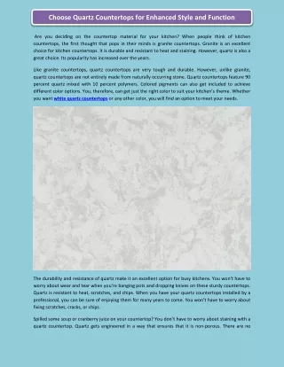 choose quartz countertops for enhanced style