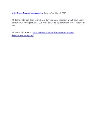 unity game programming services service providers