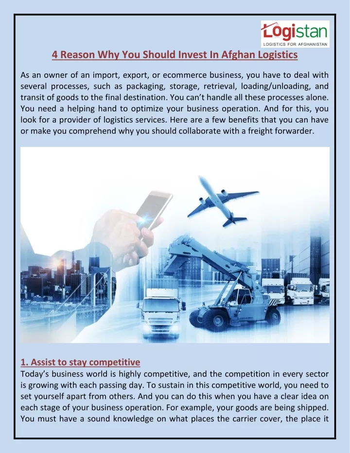 4 reason why you should invest in afghan logistics