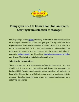 Things you need to know about Indian spices: Starting from selection to storage!